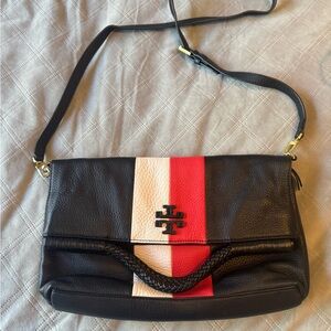 Tory Burch Black and Red Leather Crossbody Bag